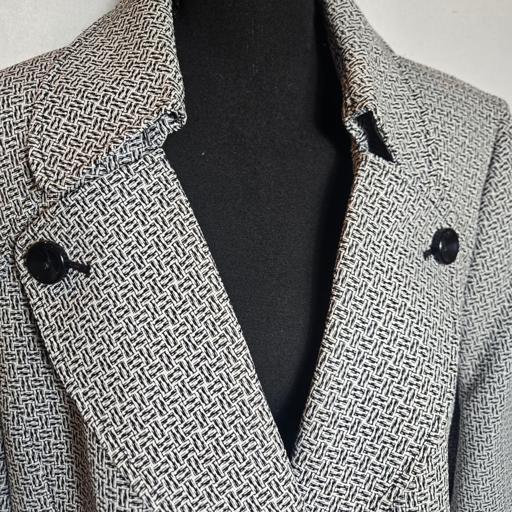 Evan-Picone Blazer Jacket Womens 18W Black White Basketweave Flare Sleeve - Picture 6 of 10